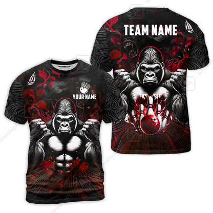 Custom Bowling Jersey Polo Shirt, Furious Gorilla Mascot, Custom Bowling Jersey Team Shirt For Players With Name & Team Name