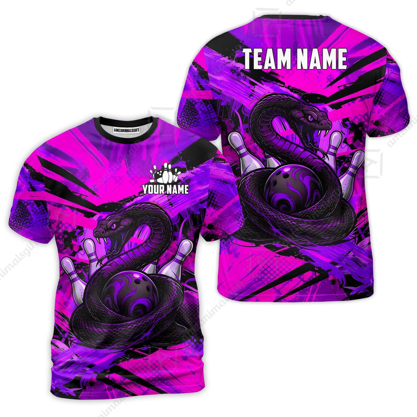 Custom Bowling Jersey Polo Shirt, Viper Venom Strike & Cyberpunk Splash, Custom Bowling Jersey Team Shirt For Players With Name & Team Name