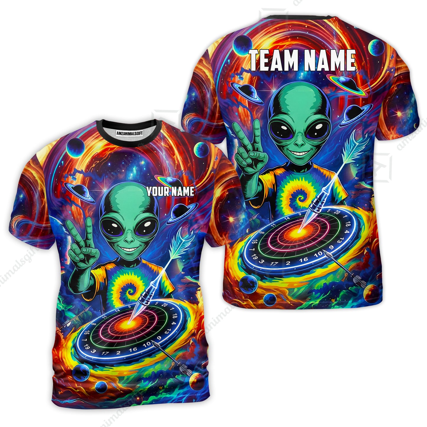 Custom Darts Team Jersey, Personalized Alien Vortex Strike Dart Polo Shirt For Players With Name & Team Name