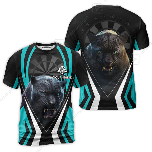 Black Panther And Darts Custom Name T-Shirt, Bullseye Dartboard Personalized T-Shirt - Gift For Darts Lovers, Friends