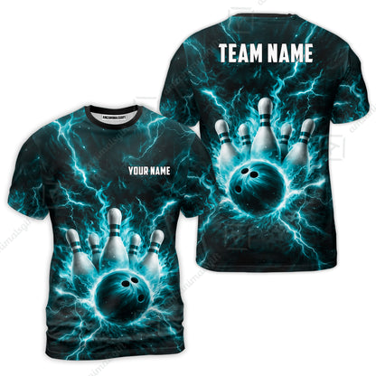 Custom Bowling Jersey Polo Shirt, Electric Lightning Storm Bowling, Custom Bowling Jersey Team Shirt For Players With Name and Team Name