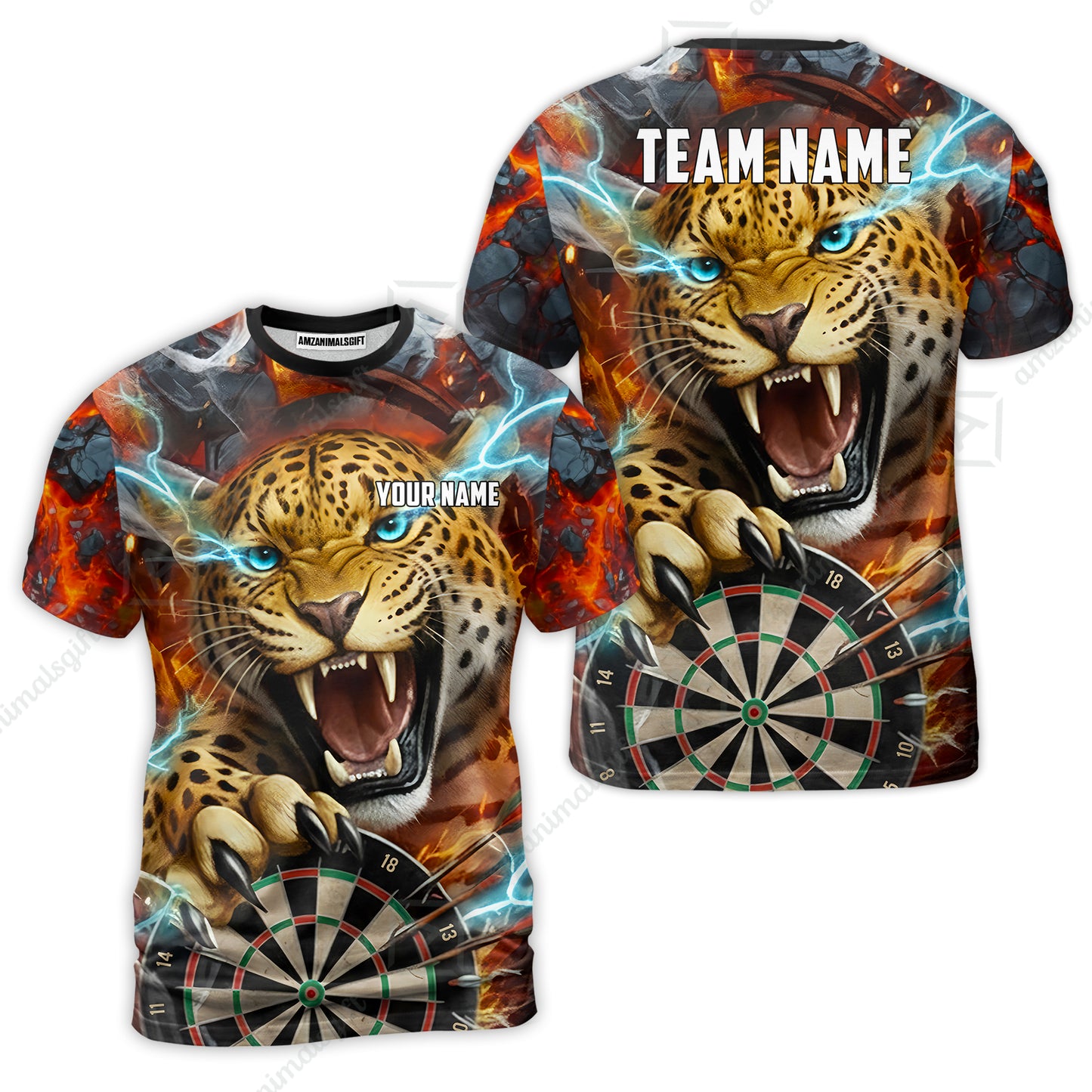 Custom Darts Team Jersey, Personalized Leopard Darts Polo Shirt For Players With Name & Team Name