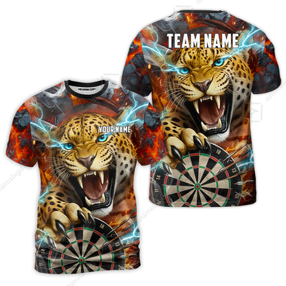 Custom Darts Team Jersey, Personalized Leopard Darts Polo Shirt For Players With Name & Team Name