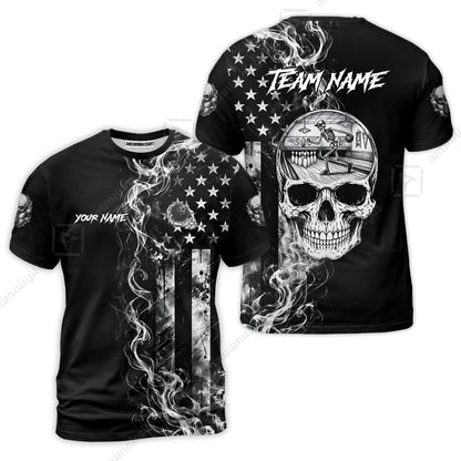 Custom Bowling Jersey Polo Shirt, Gothic Skeleton Skull Strike, Custom Bowling Jersey Team Shirt For Players With Name and Team Name
