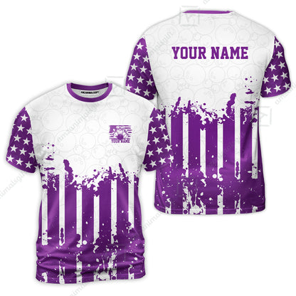 Custom Bowling Jersey Polo Shirt, Distressed Stars and Stripes Grunge, Custom Bowling Jersey Team Shirt For Players With Name and Team Name
