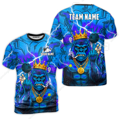 Custom Bowling Jersey Polo Shirt, Rebellious Gorilla King & Street Graffiti, Custom Bowling Jersey Team Shirt For Players With Name & Team Name