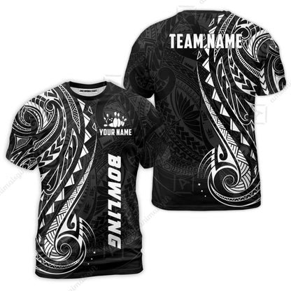 Custom Bowling Jersey Polo Shirt, Polynesian Maori Tribal Tattoo Bowling, Custom Bowling Jersey Team Shirt For Players With Name and Team Name