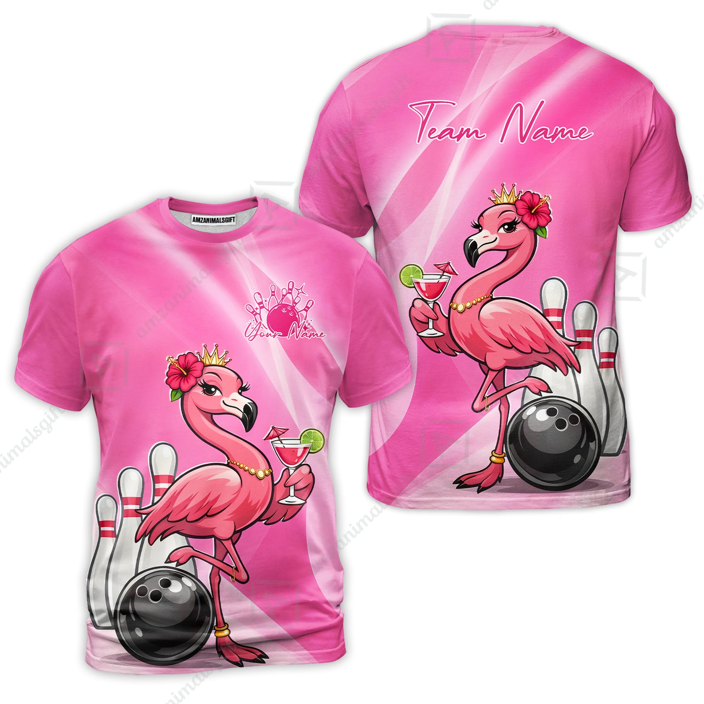 Custom Bowling Jersey Polo Shirt, Flamingo Queen Bowling, Custom Bowling Jersey Team Shirt For Players With Name & Team Name