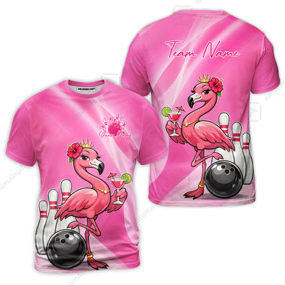 Custom Bowling Jersey Polo Shirt, Flamingo Queen Bowling, Custom Bowling Jersey Team Shirt For Players With Name & Team Name