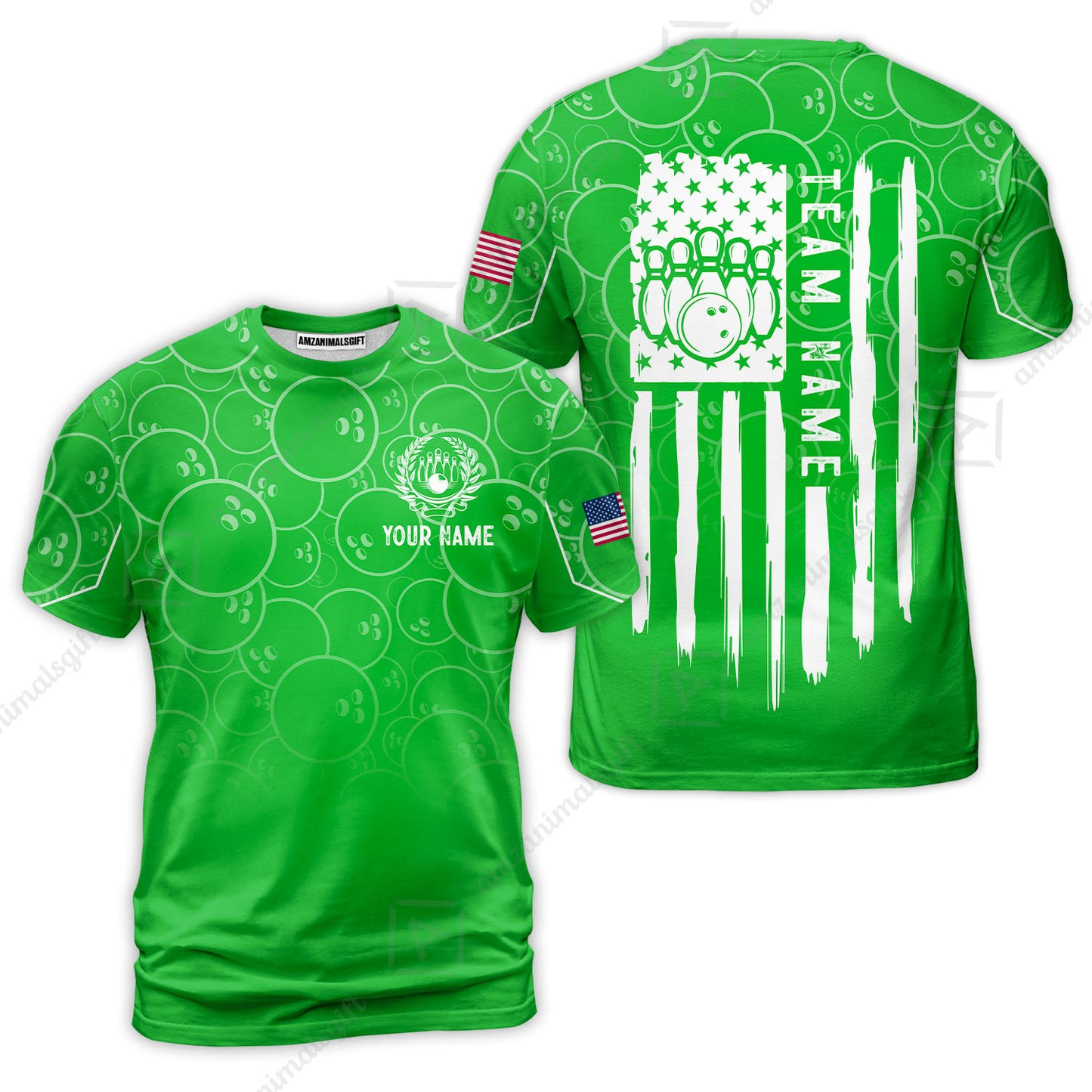 Custom Bowling Jersey Polo Shirt, Vibrant Kelly Ball Pattern Flag, Custom Bowling Jersey Team Shirt For Players With Name and Team Name