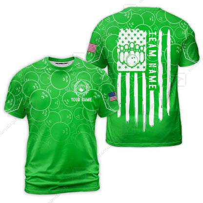 Custom Bowling Jersey Polo Shirt, Vibrant Kelly Ball Pattern Flag, Custom Bowling Jersey Team Shirt For Players With Name and Team Name