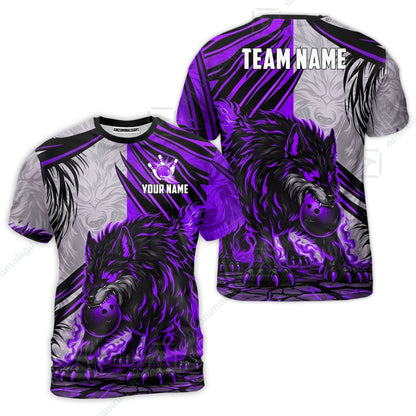 Custom Bowling Jersey Polo Shirt, Lone Wolf Strike & Emerald Frost, Custom Bowling Jersey Team Shirt For Players With Name & Team Name