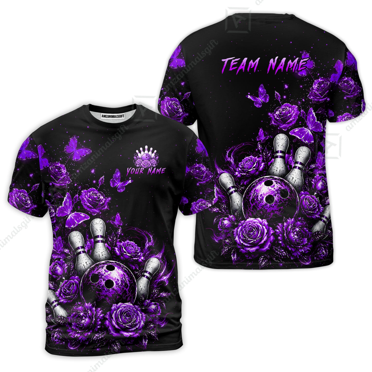 Custom Bowling Jersey Polo Shirt, Gothic Rose Bowling, Custom Bowling Jersey Team Shirt For Players With Name & Team Name