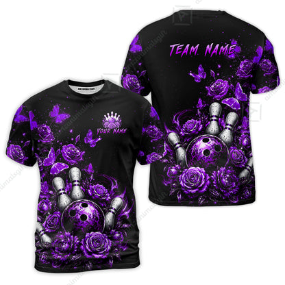 Custom Bowling Jersey Polo Shirt, Gothic Rose Bowling, Custom Bowling Jersey Team Shirt For Players With Name & Team Name