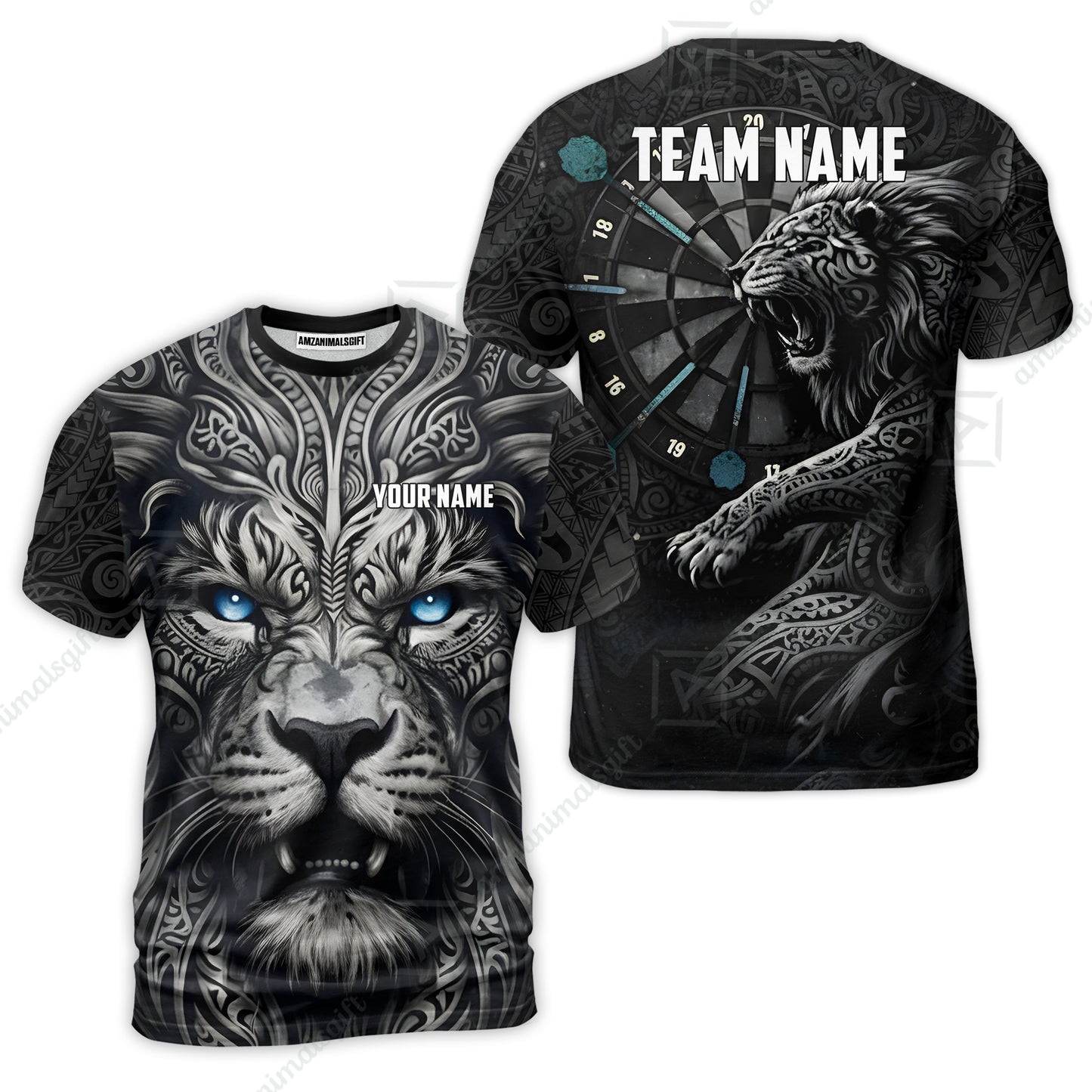 Custom Darts Team Jersey, Personalized Lion Darts Tribal Polo Shirt For Players With Name & Team Name