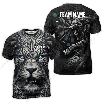 Custom Darts Team Jersey, Personalized Lion Darts Tribal Polo Shirt For Players With Name & Team Name