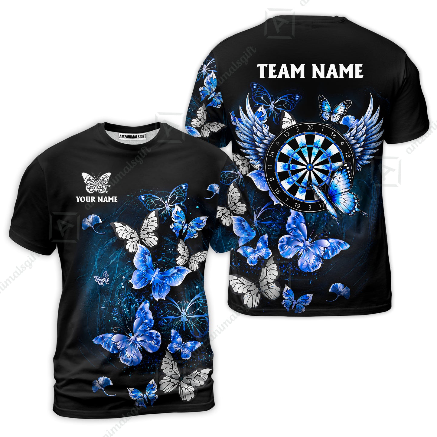 Custom Dart Jersey Team Shirt For Players, Dreamy Nebula & Angelic Butterflies, Personalize Name and Team Name