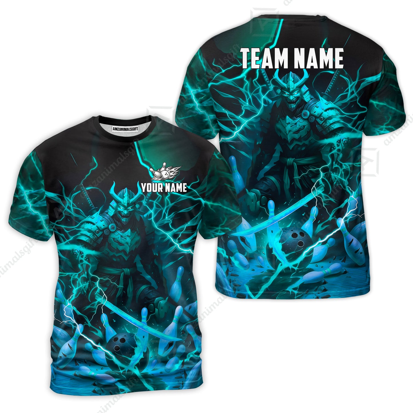 Custom Bowling Jersey Polo Shirt, Fiery Samurai Strike, Custom Bowling Jersey Team Shirt For Players With Name & Team Name