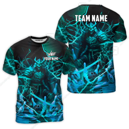 Custom Bowling Jersey Polo Shirt, Fiery Samurai Strike, Custom Bowling Jersey Team Shirt For Players With Name & Team Name