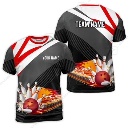 Custom Black and Red Flame Bowling Team Jersey Polo Shirts, Bowling Team Uniforms Jerseys, Personalized Name And Team Name