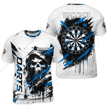 Custom Darts Jersey Polo Shirt, Grim Reaper Sketch Splatter, Custom Dart Jersey Team Shirt For Players With Name & Team Name
