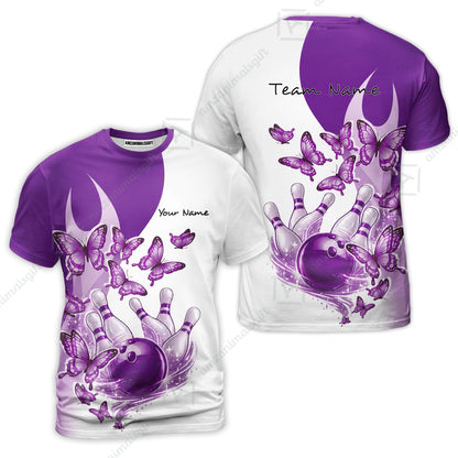 Custom Bowling Jersey Polo Shirt, Butterfly Strike, Personalized Name & Team Name