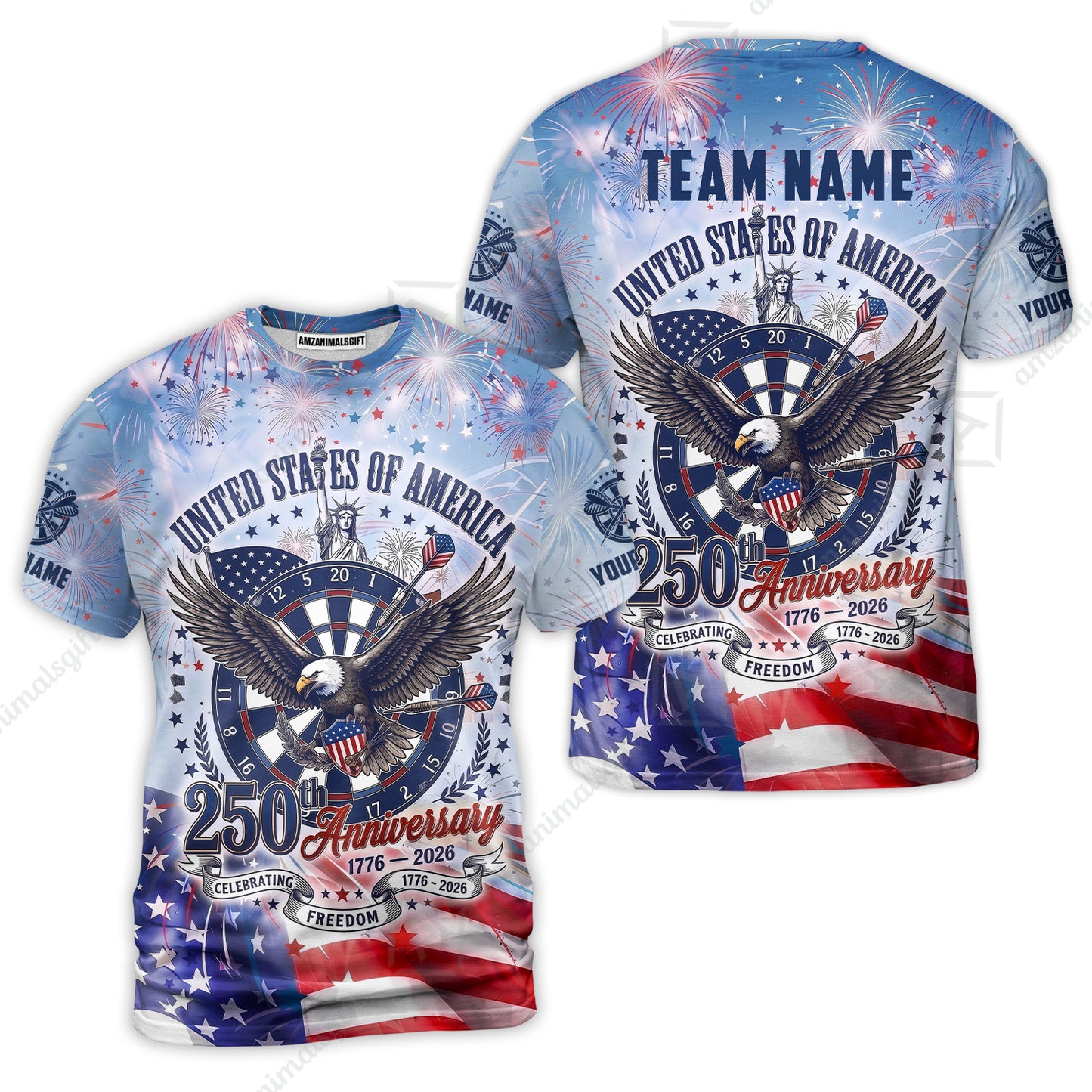 Custom Bowling Jersey Polo Shirt, 250 Years Anniversary USA, Personalize Name and Team Name