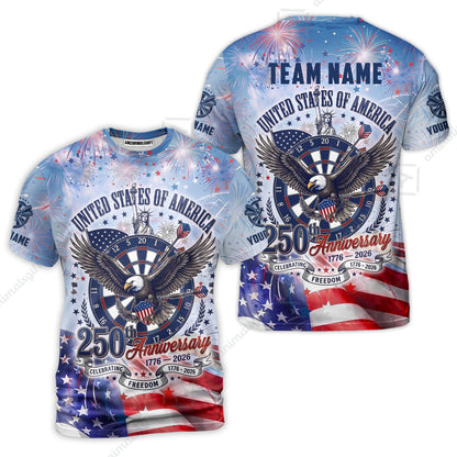 Custom Bowling Jersey Polo Shirt, 250 Years Anniversary USA, Personalize Name and Team Name