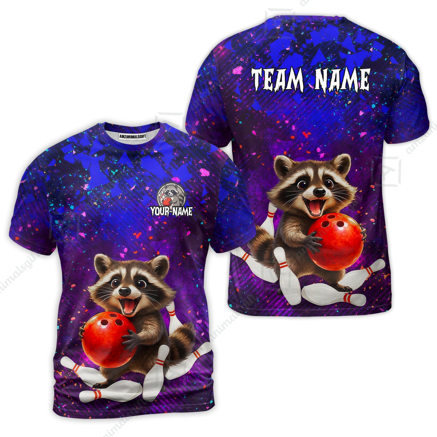 Custom Bowling Jersey Polo Shirt, Funny Raccoon Bowling, Custom Bowling Jersey Team Shirt For Players With Name & Team Name