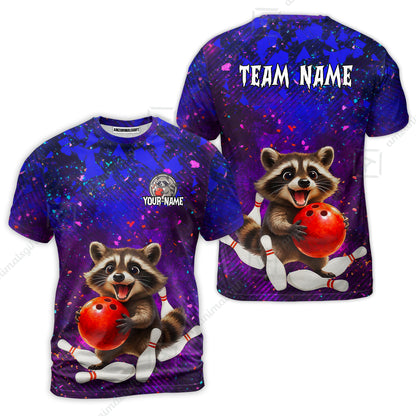 Custom Bowling Jersey Polo Shirt, Funny Raccoon Bowling, Custom Bowling Jersey Team Shirt For Players With Name & Team Name