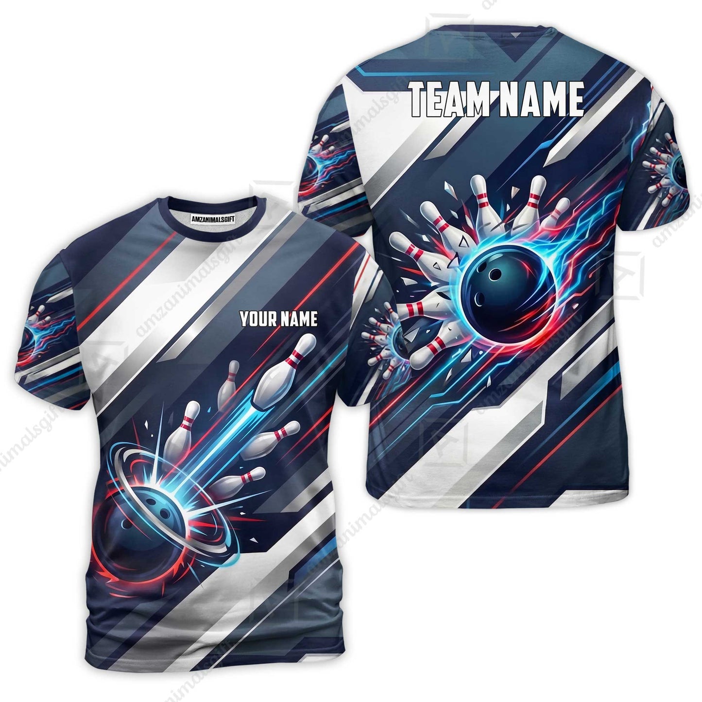 Custom Bowling Jersey Polo Shirt, Futuristic Cyber Electric Strike, Custom Bowling Jersey Team Shirt For Players With Name and Team Name