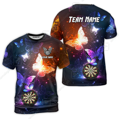 Custom Darts Jersey Polo Shirt, Butterfly Sparkle Darts, Custom Dart Jersey Team Shirt For Players With Name & Team Name