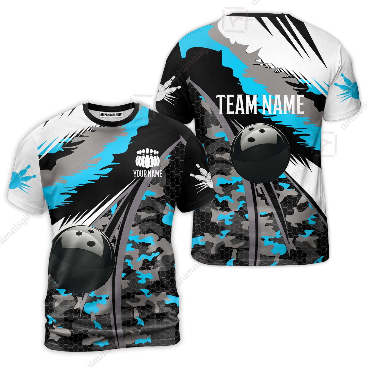 Custom Bowling Team Jersey, Personalized Long Sleeve Jersey Shirt Camo Bowling Shirt with Name & Team Name