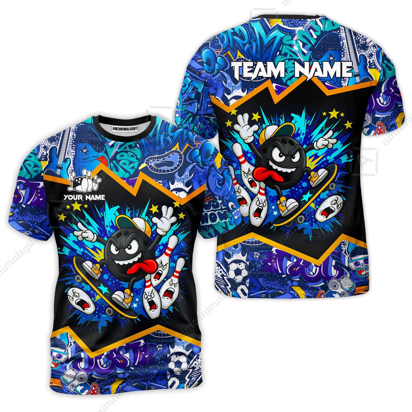 Customized Bowling Unisex Polo Shirt, Skater Bowling Ball Attack, Bowling Uniform, Personalized Name And Team Name