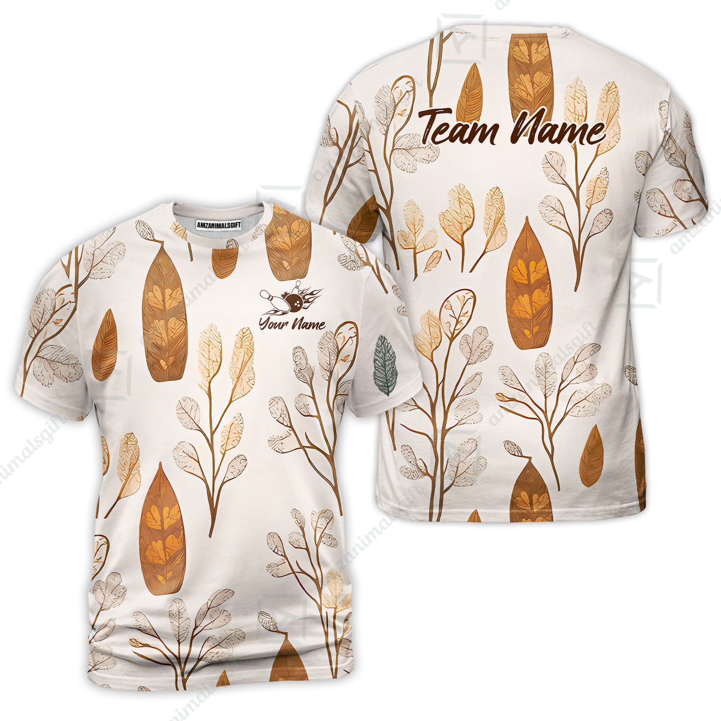 Custom Bowling Jersey Polo Shirt, Leave Pattern, Custom Bowling Jersey Team Shirt For Players With Name & Team Name