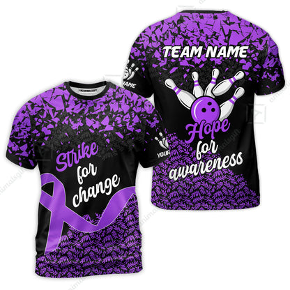 Custom Bowling Jersey Uniform Shirt, Bowling Strike For Change Team Shirt For Players With Name & Team Name