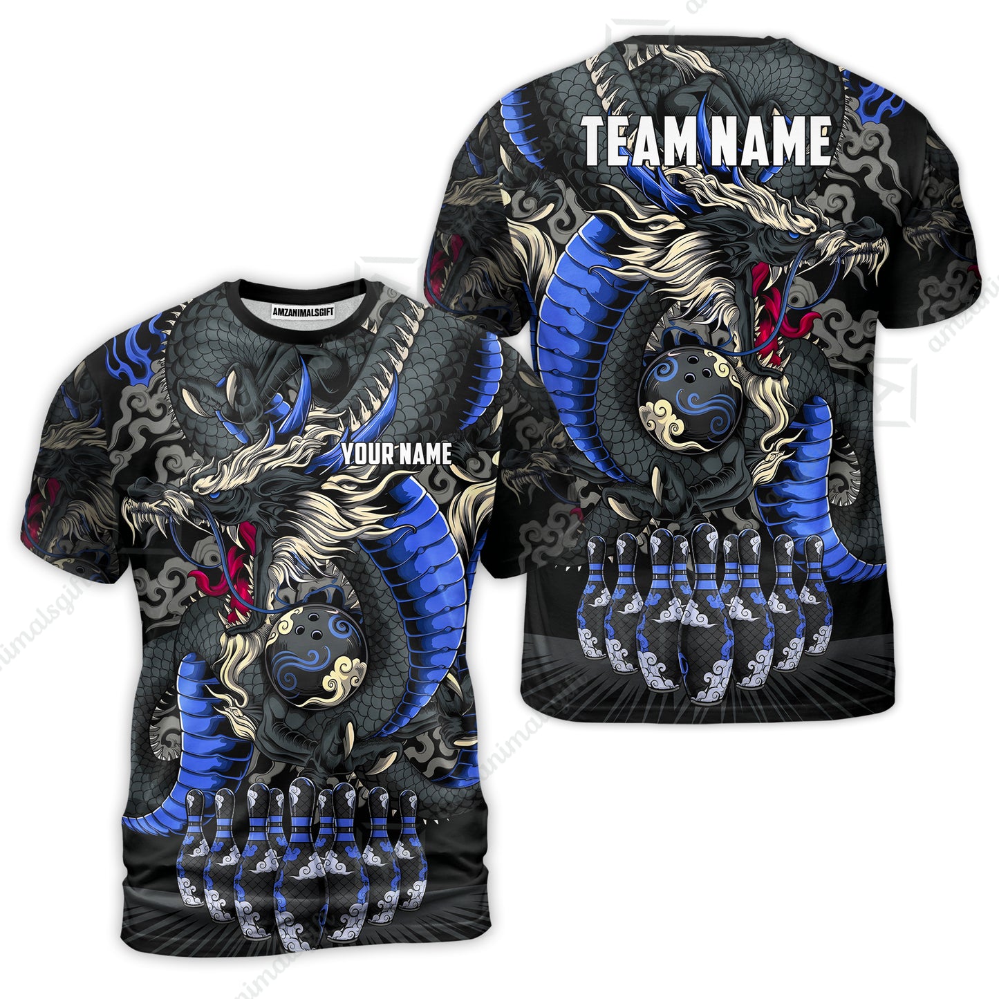 Custom Bowling Jersey Polo Shirt, Oriental Jade Dragon & Classic Clouds, Custom Bowling Jersey Team Shirt For Players With Name & Team Name