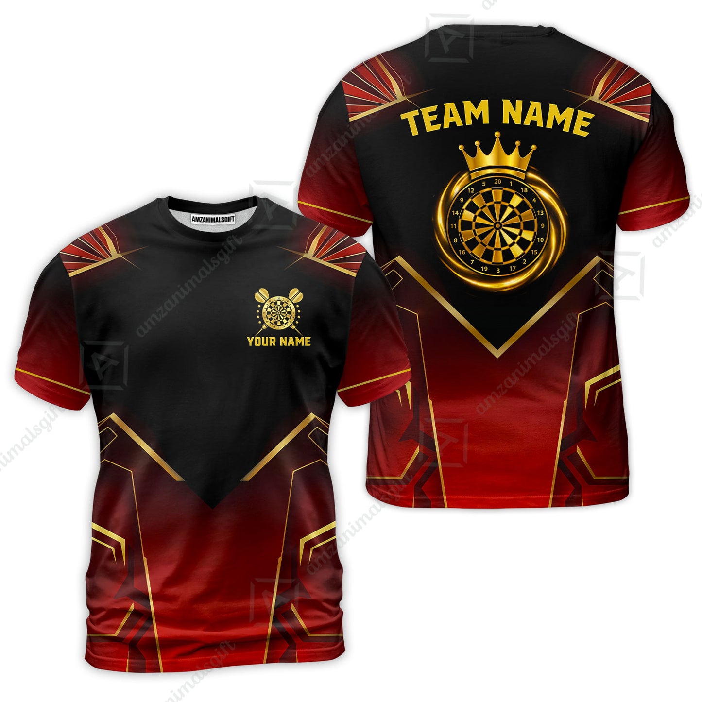 Custom Luxury Golden Crown Darts Jersey Polo Shirt, Custom Luxury Golden Crown Dart Jersey Team Shirt For Players With Name & Team Name