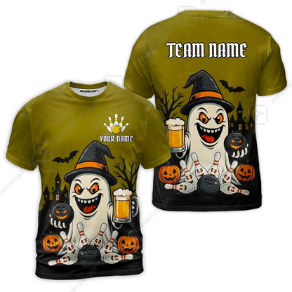 Custom Bowling Jersey Polo Shirt, Bowling Halloween Witch, Custom Bowling Jersey Team Shirt For Players With Name & Team Name