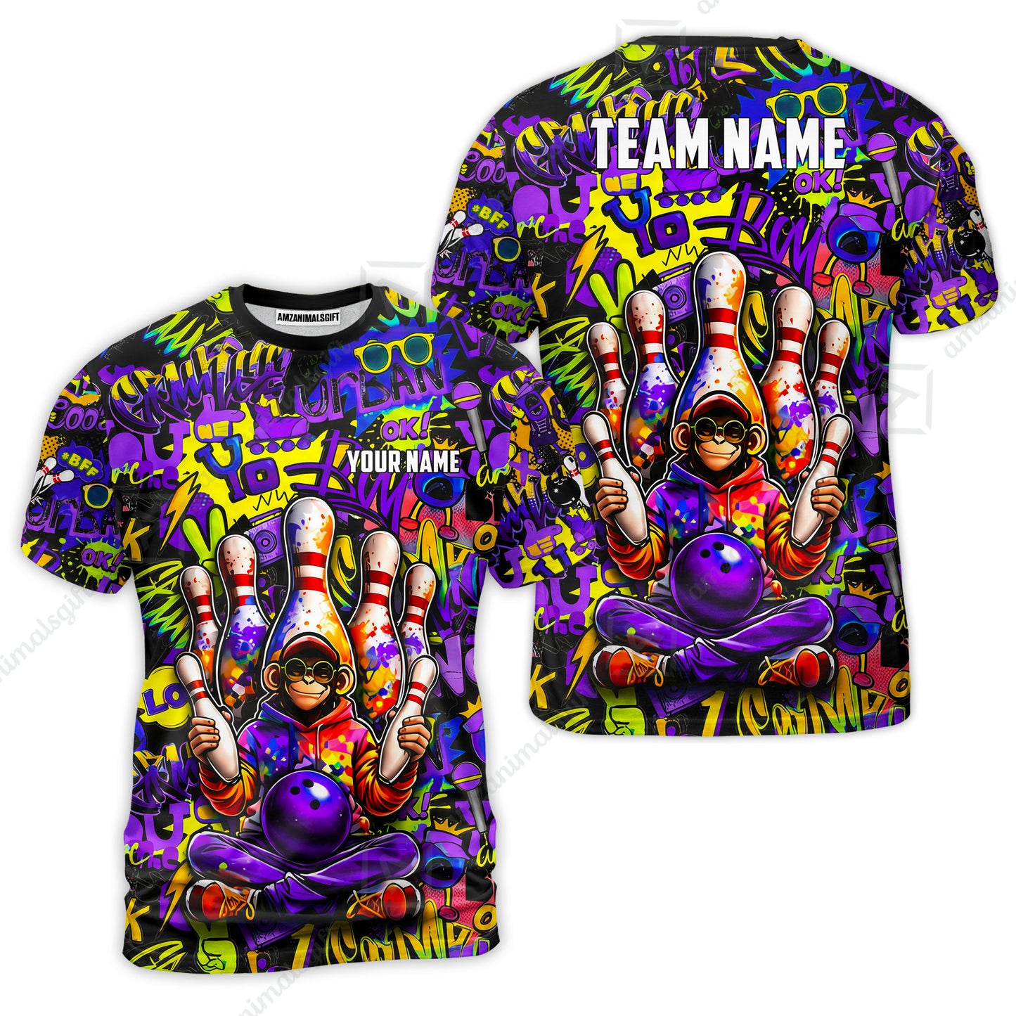 Custom Bowling Jersey Polo Shirt, Master Monkey Juggling, Custom Bowling Jersey Team Shirt For Players With Name & Team Name