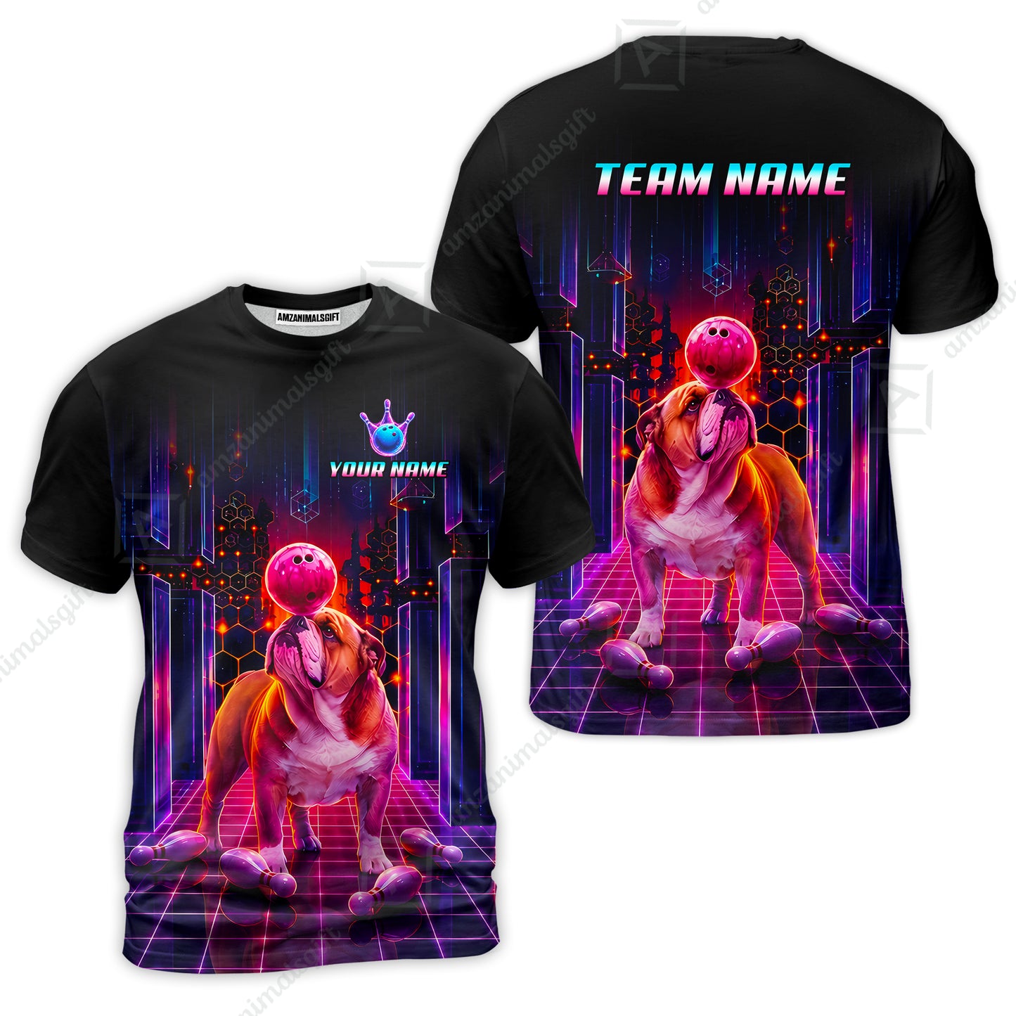 Custom Bowling Jersey Polo Shirt, Cyber Bowling Dog, Custom Bowling Jersey Team Shirt For Players With Name & Team Name