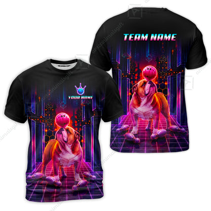Custom Bowling Jersey Polo Shirt, Cyber Bowling Dog, Custom Bowling Jersey Team Shirt For Players With Name & Team Name