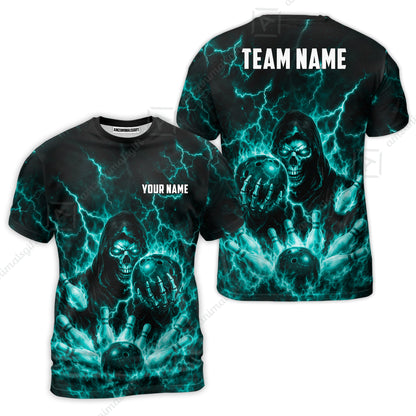 Custom Bowling Jersey Polo Shirt, Lightning Grim Reaper, Custom Bowling Jersey Team Shirt For Players With Name & Team Name