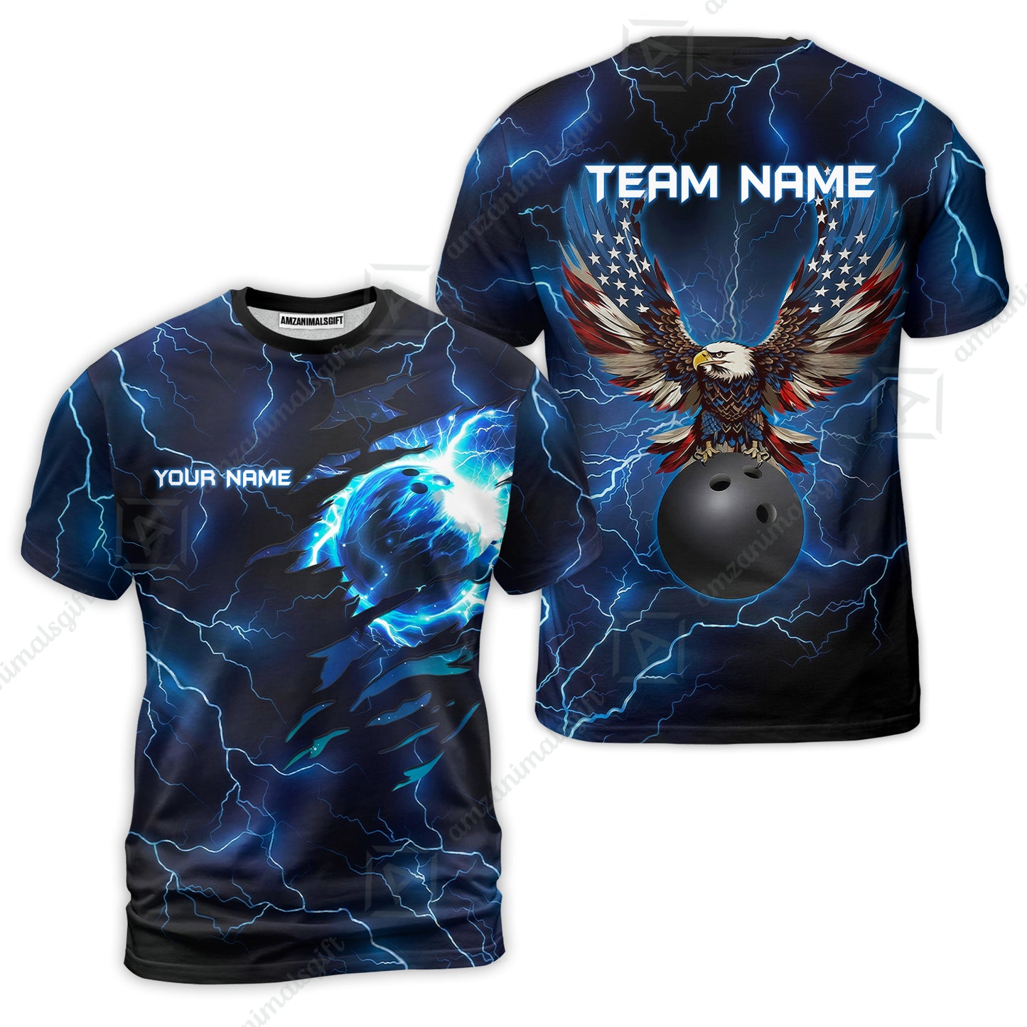Custom Bowling Jersey Polo Shirt, Patriotic Bald Eagle Bowling, Custom Bowling Jersey Team Shirt For Players With Name & Team Name