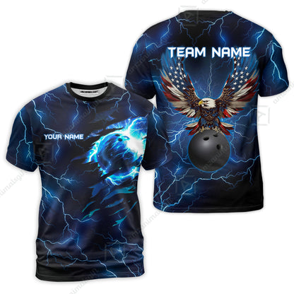 Custom Bowling Jersey Polo Shirt, Patriotic Bald Eagle Bowling, Custom Bowling Jersey Team Shirt For Players With Name & Team Name