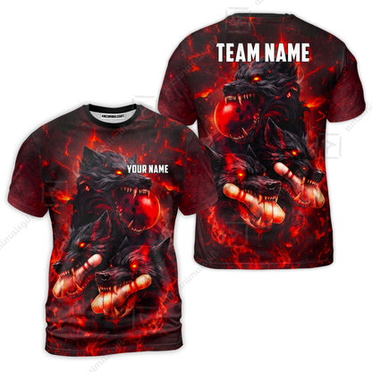 Custom Bowling Jersey Polo Shirt, Dark Fantasy Hellfire Werewolf, Custom Bowling Jersey Team Shirt For Players With Name & Team Name