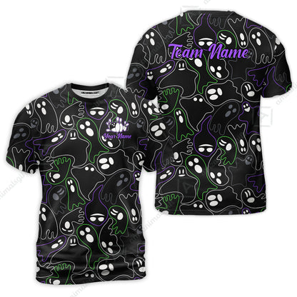 Custom Bowling Jersey Polo Shirt, Halloween Ghost Bowling, Custom Bowling Jersey Team Shirt For Players With Name & Team Name