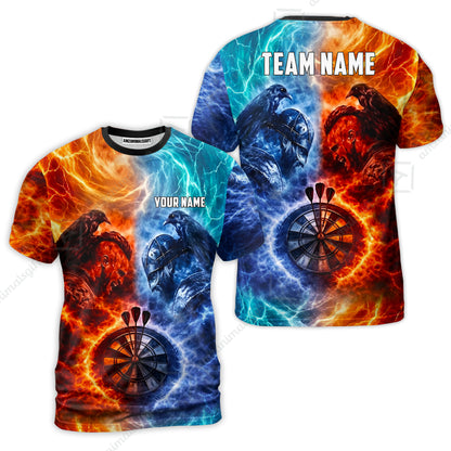 Custom Darts Team Jersey, Personalized Fire Ice Raven Darts Polo Shirt For Players With Name & Team Name
