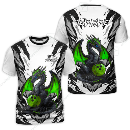 Custom Bowling Jersey Polo Shirt, Dragon Lover Custom Bowling Jersey Team Shirt For Players With Name & Team Name