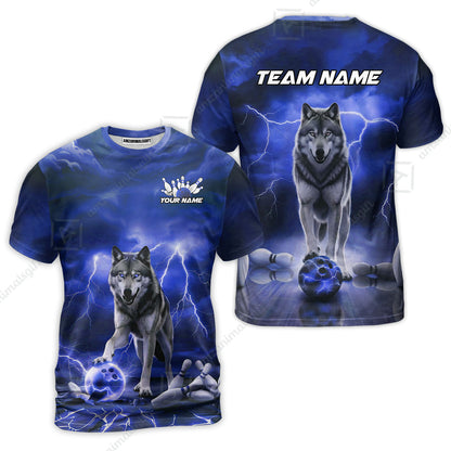 Custom Bowling Jersey Polo Shirt, Electric Wolf Bowling Custom Bowling Jersey Team Shirt For Players With Name & Team Name